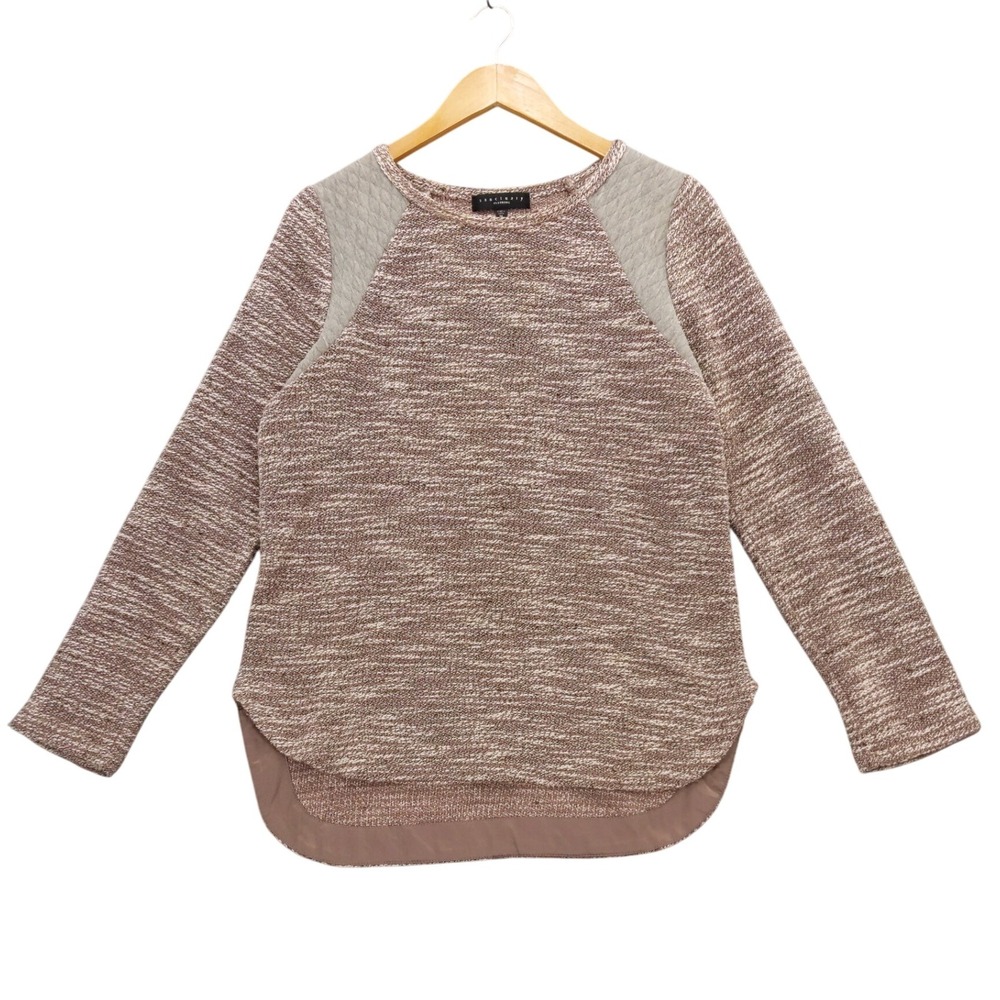 Sanctuary Clothing Knit Quilted Shoulder Long Sleeve Sweater Top M